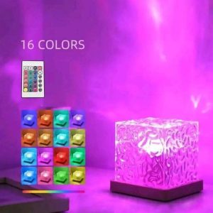Water Ripple Projector 3/16 Colors Lamp Flame Crystal Lamp Home Decoration Sunset Lights Dimmable Brightness Rotating Light